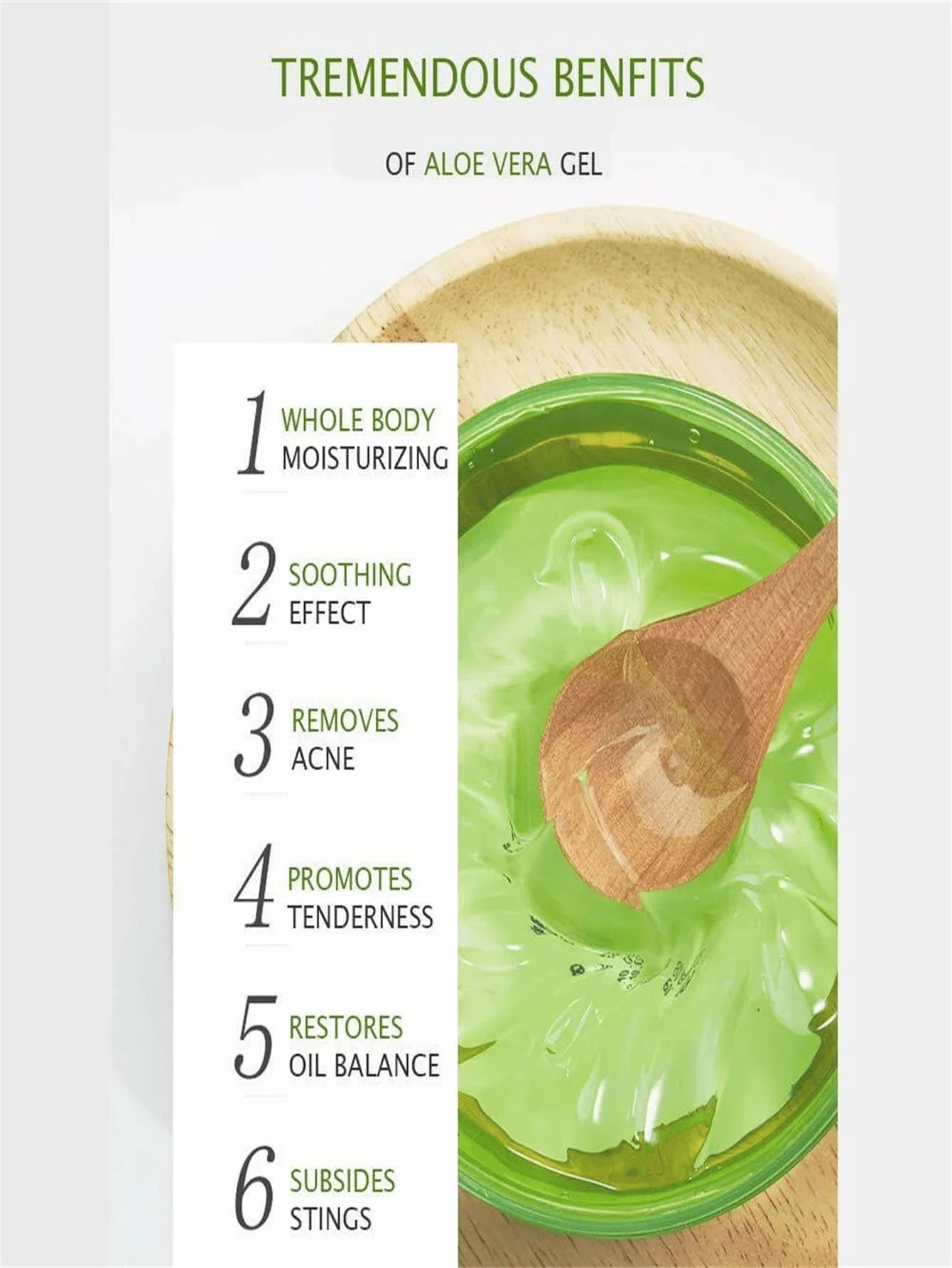 Gel de Aloe Vera para la Piel, Mejora la Sequedad, Minimiza los Poros, Controla la Grasa, Fácil de Aplicar, Hidratante para Después del Sol, Cuidado Reparador de la Piel - Verde - Ver 1