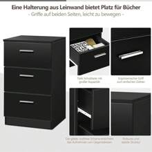 Mesita de noche, mesita de noche de madera, mesita de noche con cajones, consola de noche, mesa auxiliar, mesa de almacenamiento, mesa de teléfono para dormitorio, sala de estar - Negro - Ver 4
