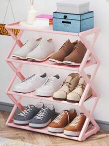 Conjunto De Estantes De Almacenamiento De Zapatos Para El Hogar, Estante Plegable Para Zapatos De Múltiples Capas Y Económico - Rosa - Ver 1