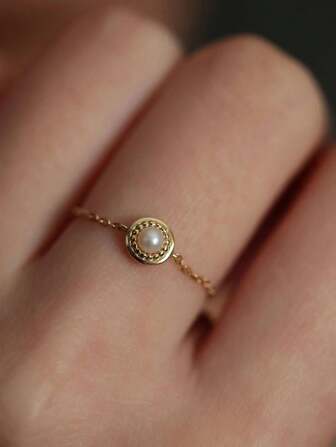 1pc Circular & Adjustable Chain Ring, Unique & Stylish Finger Ring For Women Daily Wear