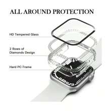 1 个二合一手机壳 + 玻璃保护膜，采用 PC 材质制成，采用双环氧化锆水钻电镀工艺，奢华闪亮 - 無色 - 查看 4
