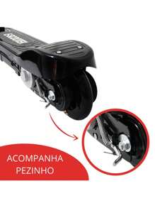 Patinete Elétrico Motorizado Scooter Recarregável Dobrável - Preto - Visão 3