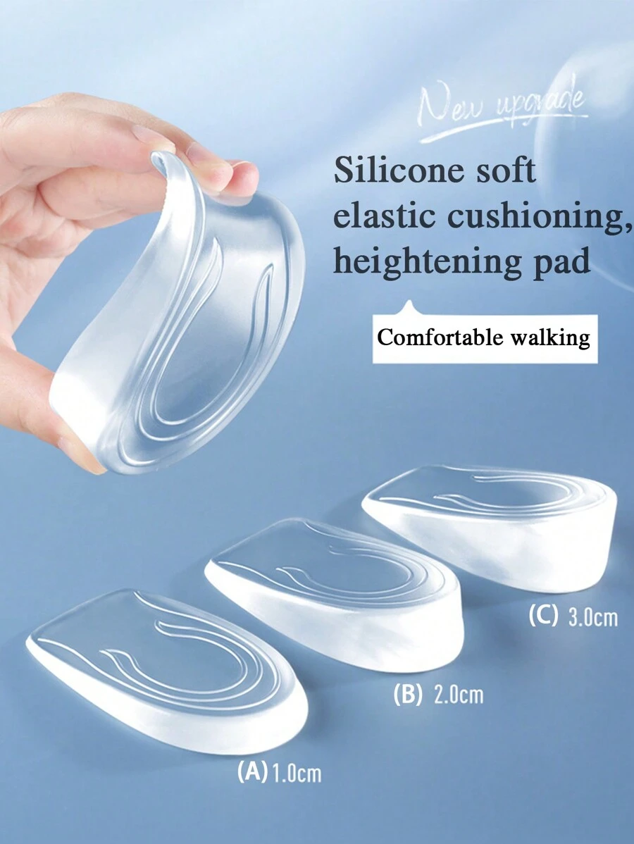 1pair Soft Elastic Shock Absorption Height Increase Insoles