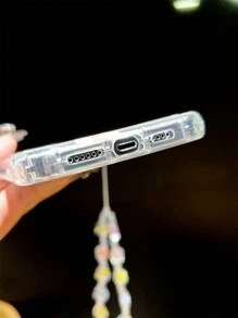 1pc Sweet-colored Flower-shaped Air Bag And Strap Decorated Shock-resistant Phone Case, Compatible With iPhones - Multicolor - View 3