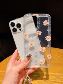 1pc Sweet-colored Flower-shaped Air Bag And Strap Decorated Shock-resistant Phone Case, Compatible With iPhones - Multicolor - View 4