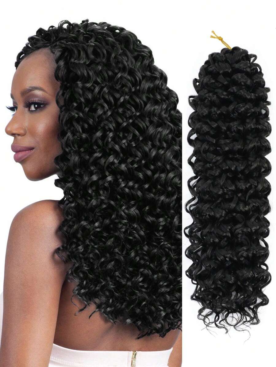 棉花糖afro環狀捲曲針織合成纏繞卷曲釘髮延伸奧姆布雷金色 - 黑色 - 查看 1