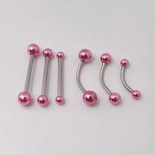 6pcs/set Stainless Steel Titanium Plated Tongue And Eyebrow Piercing Kit - Multicolor - View 1