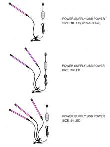 1 件 Usb 供電 Led 植物生長燈條,帶夾子,9w-27w,多種顏色和尺寸可供選擇,全光譜智能植物生長燈,適用於室內花卉和蔬菜 - 彩色 - 查看 10