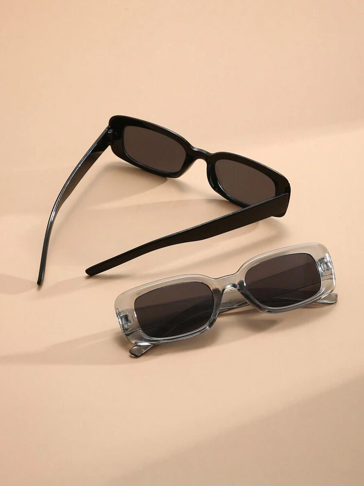 2 piezas Gafas de moda cuadradas estilo Y2K para playa, verano, fotografía y uso diario casual. Accesorios de para estilo callejero y que combinan con suéter, chaqueta, sudadera, pantalones de cuero y cargo. ideales para festival, vacaciones de verano, exterior y viajes - Multicolor - Añade 4