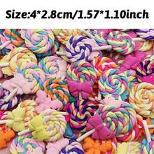 10 件裝彩虹色遊戲食品軟黏土糖果棒棒糖模擬奶油樹脂裝飾適用於手機殼、文具盒、髮飾diy,粉紅色 - 杏色 - 查看 2