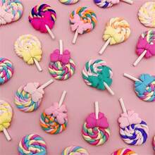 10 件裝彩虹色遊戲食品軟黏土糖果棒棒糖模擬奶油樹脂裝飾適用於手機殼、文具盒、髮飾diy,粉紅色 - 杏色 - 查看 4