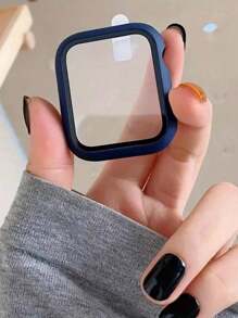 蘋果手錶殼適用於系列1-8帶鋼化膜保護裝置貝殼 - 粉色 - 查看 3