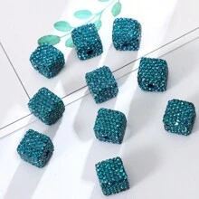 5入組14mm幾何方形聚合物粘土珠子,適用於diy珠寶製作 - 藍色 - 查看 1