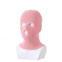 1 件女士针织拉法帽，带 3 孔面罩，适合滑雪、骑行、保暖万圣节冬季秋季 - 粉色 - 查看 2