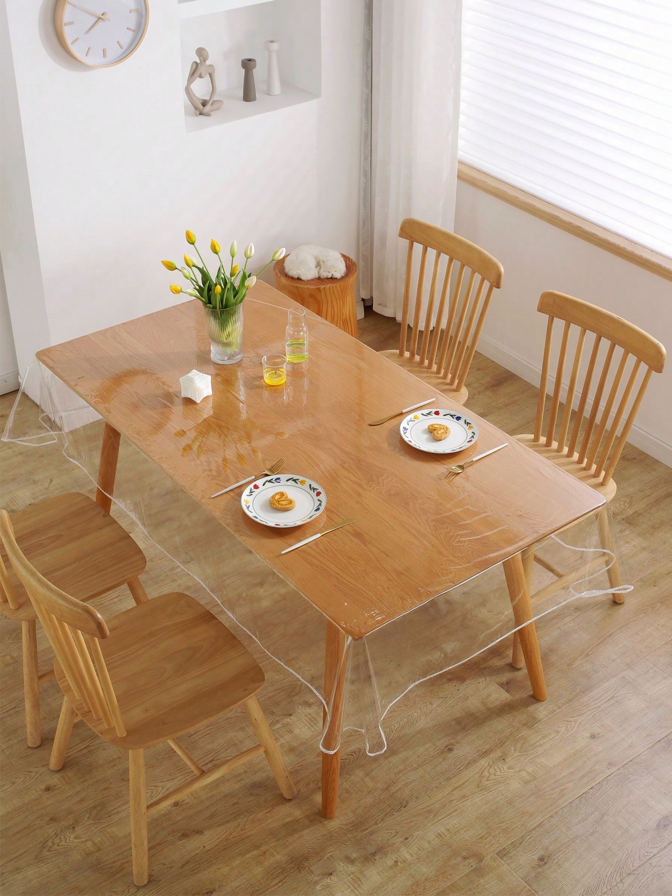 مفرش طاولة شفاف مستطيل مقاوم للماء والزيت والأوساخ...