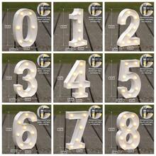 1 件裝發光數字 Led 選框大號燈檯燈適合畢業生生日快樂派對告白婚禮裝飾電池供電字母首字母燈字母(10 種款式可選) - 黃色 - 查看 2