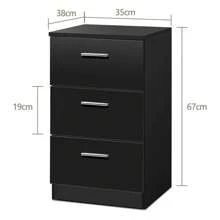 Mesita de noche, mesita de noche de madera, mesita de noche con cajones, consola de noche, mesa auxiliar, mesa de almacenamiento, mesa de teléfono para dormitorio, sala de estar - Negro - Ver 6