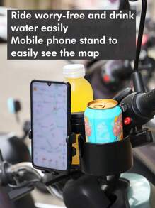 1pc Universal Baby Stroller Cup Holder With Phone Holder, Bike Cup Holder & Storage Rack, Suitable For Strollers - Black - View 5