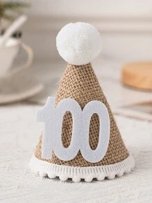 1pc First Birthday Hat Birthday Party Costumes Cute Linen Ball Hat - Khaki - View 11