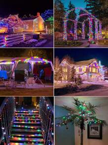 LED 电池灯串，圣诞树装饰铜线氛围灯，户外装饰灯串，1/3/5/10/20M LED 电池供电风格 - 彩色 - 查看 3