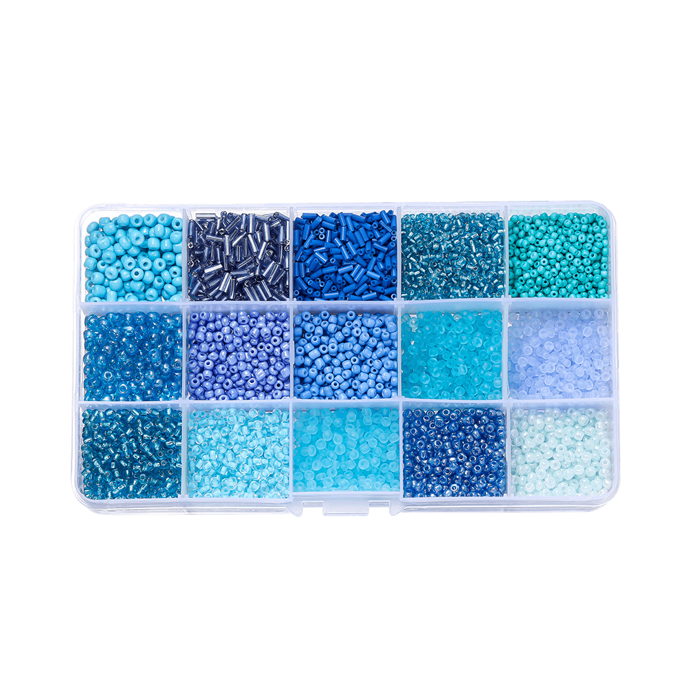 15 Grids Blue Bead Set (each Grid 10g) 1 Box SHEIN USA