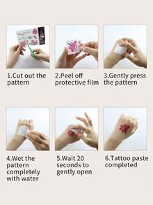 10入組美麗、性感、極簡風格的花朵設計防水臨時紋身貼紙,適用於女性,適用於手臂、鎖骨、腹部、頸部