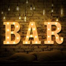 1入組大字母裝飾性led信號燈,電池供電,為寶寶的生日派對提供裝飾用品,也可用於酒吧、家庭桌面裝飾(共27款可供選擇) - 黃色 - 查看 8