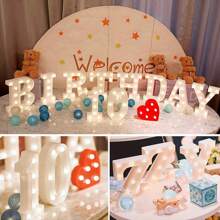 1入組大字母裝飾性led信號燈,電池供電,為寶寶的生日派對提供裝飾用品,也可用於酒吧、家庭桌面裝飾(共27款可供選擇) - 黃色 - 查看 9