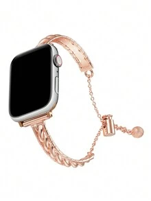 Metal Bracelet Watch Band Compatible With Apple Watch - Rose Gold - View 1