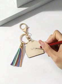 New Arrival Lovely Keychain For Diy Handmade, Style: Teacher Rainbow Wooden Pendant With Colored Tassel, Use Compatible With Apple, Pen, Book Wooden Keychain, Ideal Gift For Teacher's Day, Graduation Season, Schoolmates Reunion, As Creative Gift, Festival Gift, Mobile Phone Or Car Accessory Keyring. - Multicolor - View 3