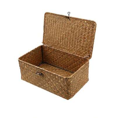 Seaweed woven storage basket Western-style wedding gift basket with lid gift box rattan willow storage box