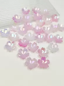 30 件可爱浅粉色樱花珠，花珠用于 DIY 珠宝制作和装饰，可用于项链、手链、耳环、手机链、钥匙扣、包包吊饰、女士花卉 DIY 珠宝组件 - 紫丁香色 - 查看 4