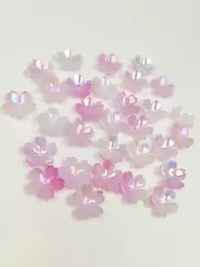 30 件可爱浅粉色樱花珠，花珠用于 DIY 珠宝制作和装饰，可用于项链、手链、耳环、手机链、钥匙扣、包包吊饰、女士花卉 DIY 珠宝组件 - 紫丁香色 - 查看 5