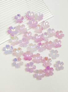 30 件可爱浅粉色樱花珠，花珠用于 DIY 珠宝制作和装饰，可用于项链、手链、耳环、手机链、钥匙扣、包包吊饰、女士花卉 DIY 珠宝组件 - 紫丁香色 - 查看 3