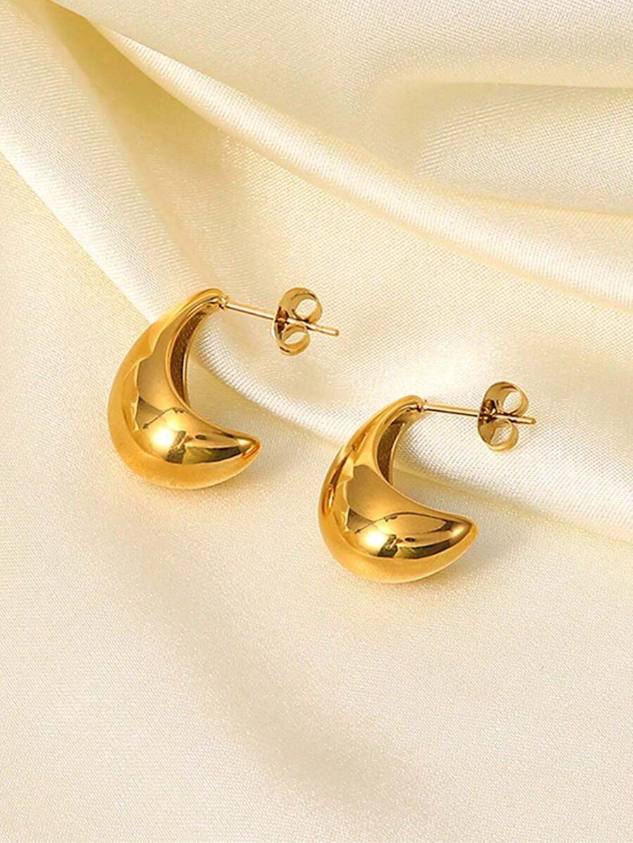 Fashionable Titanium Steel Classic Water Drop Design 18k Earrings Suitable For Women's Daily Wear