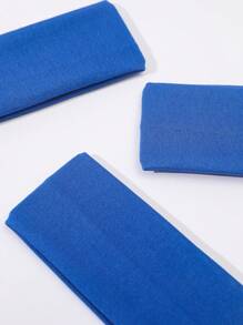 1/3 件纯色针织发带弹性纯色头带运动发带女士女孩适合瑜伽普拉提跑步骑自行车 - 寶藍色 - 查看 2