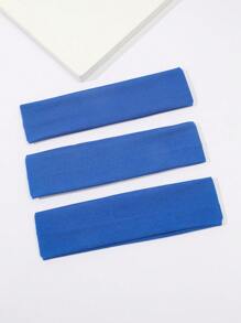 1/3 件纯色针织发带弹性纯色头带运动发带女士女孩适合瑜伽普拉提跑步骑自行车 - 寶藍色 - 查看 1