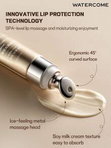 WATERCOME 10克全面保濕唇部精華素,抗皺,富含vc唇部增強劑,適用於日夜唇部護理,滋潤和修護唇部皮膚,帶金屬按摩頭 - 米色 - 查看 2