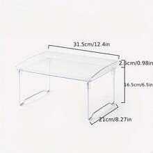 1pc Transparent Cross-shaped Desk Organizer Stackable Stationery Storage Shelf For Bedroom Decor - White - View 6