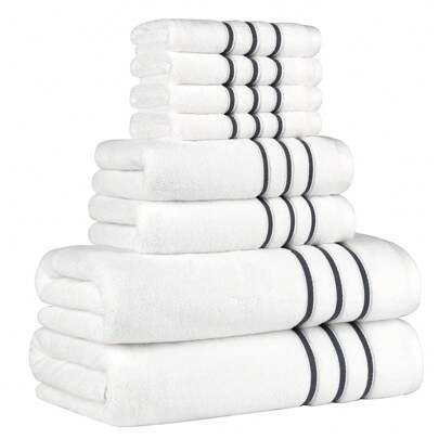 8入組/套白色浴巾套裝