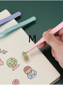 Bộ nhíp màu trơn, 2 chiếc được phủ bằng thép không gỉ Đầu thẳng và cong Miếng dán móng tay bằng đá quý Công cụ bôi đá quý - Màu xanh nhạt - Xem 5
