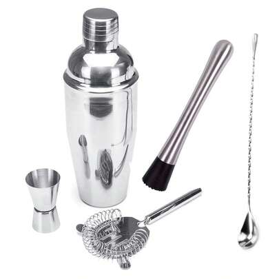 Kit Coqueteleira Bar Para Drinks Bebidas 550ml Inox Com 5 Peças Drinks Barman Caipirinha Bar Colher Medidor Coador Socador Dosador