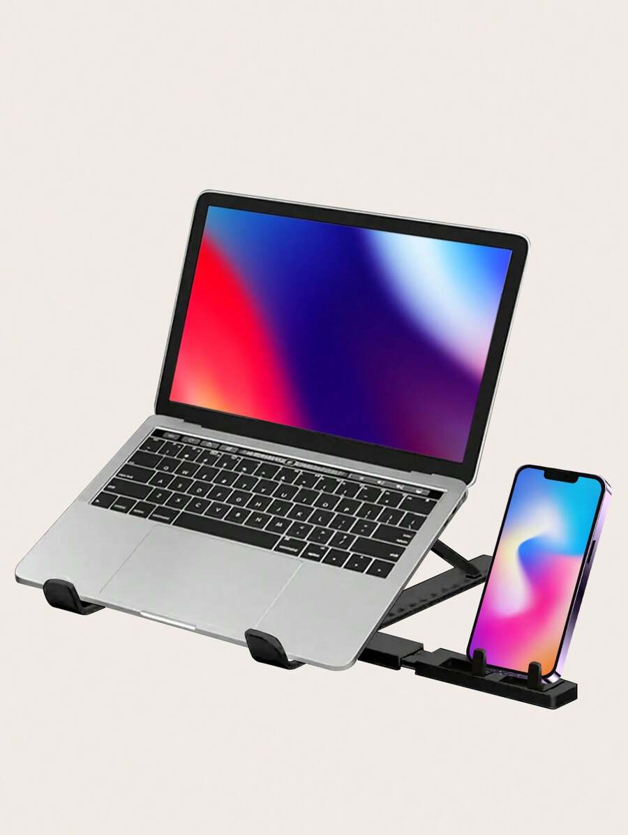 1pc Black Foldable Portable Laptop, Tablet, Smartphone Stand With