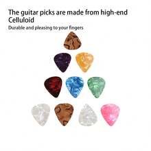 20入組隨機顏色厚耐磨賽璐珞吉他撥片適用於原聲吉他、電吉他、烏克麗麗等