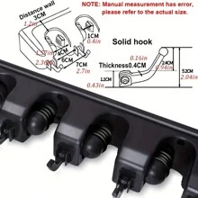 1pc Multi-functional Home Mop Holder With Hooks For Storage, Bathroom Wall Mounted - Black - View 3