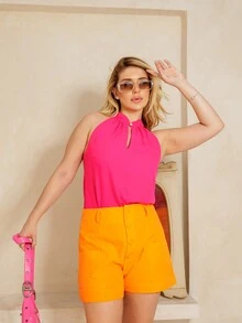 Women Shorts - 黃色 - 查看 5