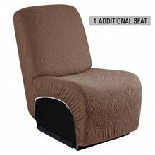 Stretch Recliner Sofa Covers, Reclining Couch Covers With Pockets, Jacquard Reclining Sofa Covers Soft Washable Furniture Protector With Elastic Bottom - Rust Brown - View 3