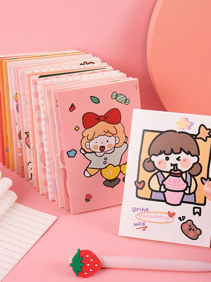 10 Packs Of Small Notebooks, Cute Notepads, Mini Cartoon Pockets, Stationery, Small Prizes - Multicolor - View 1