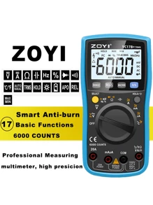 Multímetro Digital Zoyi Vc17b+ 6000 Cuentas Multitester Digital Profesional Con Transistores Y Capacimetro - Azul - Ver 6