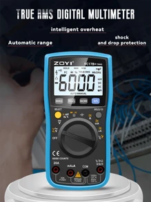 Multímetro Digital Zoyi Vc17b+ 6000 Cuentas Multitester Digital Profesional Con Transistores Y Capacimetro - Azul - Ver 3